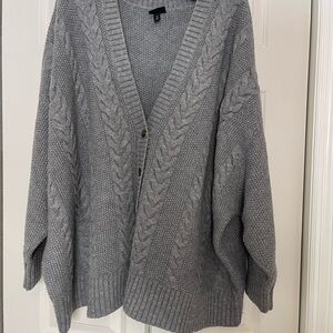 Torrid Cable Knit Button Front Cardigan Sweater Gray Plus Size 4